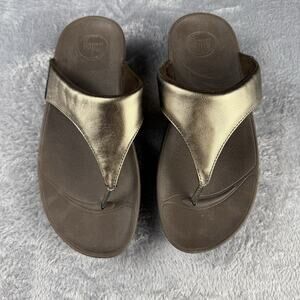 Fit Flop Women's Lina Size 7 Shimmy Brown Thong Sandals‎ Summer Beachy Vacation